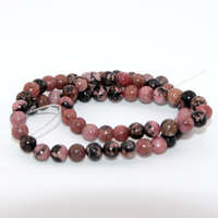 6mm Black Lace Rhodonite Round Beads - 38cm Strand
