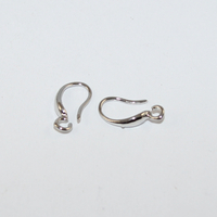 14.5mm x 7mm 925 Sterling Silver Carved Ear Hook with Front Loop - Rhodium