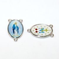 24mm x 14mm Rosary Centre - Virgin Mary - Platinum