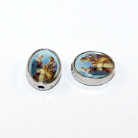 8mm x 10mm Medal Bead - Holy Family - Platinum