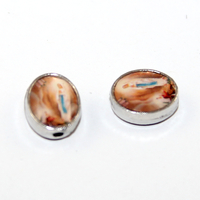 8mm x 10mm Medal Bead - Mary - Platinum