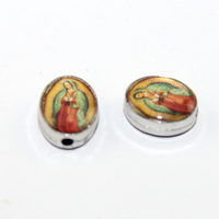 8mm x 10mm Medal Bead - The Virgin of Guadalupe - Platinum