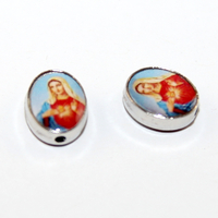 8mm x 10mm Medal Bead - Virgin Mary - Platinum