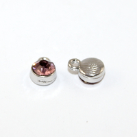 6mm Faceted Glass Birthstone Charm - Light Amethyst - February - Platinum - 2 Pieces