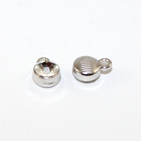 6mm Faceted Glass Birthstone Charm - Crystal - April - Platinum - 2 Pieces