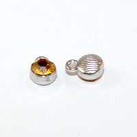 6mm Faceted Glass Birthstone Charm - Topaz - November - Platinum - 2 Pieces