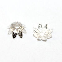 8mm Silver Lotus Flower Bead Cap - Pack of 10
