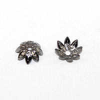 8mm Gunmetal Lotus Flower Bead Cap - Pack of 10