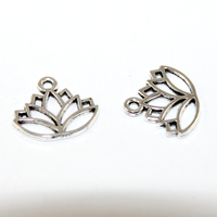 16mm x 14mm Lotus Charm - 2 Pieces - Platinum