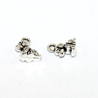 10mm x 7mm Sitting Dog Charm - 2 Pieces - Platinum