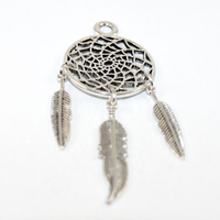 26mm x 68mm Dreamcatcher Pendant - 2 Pieces - Platinum