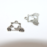 17mm x 20mm Golf Cart Charm - 2 Pieces - Platinum