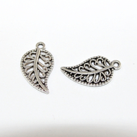 17mm x 9mm Carved Leaf Charm - Platinum - 2 Pieces