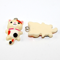 Cream Cat Charm - Resin - 2 Pieces