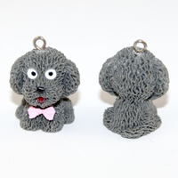 Textured 3D Dog Charm - Grey