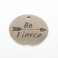 25mm Round Charm "Be Fierce" - 2 Pieces - Platinum