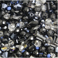 Mixed Faceted Shaped Bead - Black Mix - 8gm Bag
