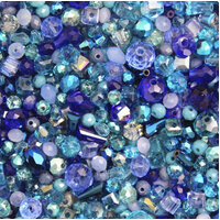 Mixed Faceted Shaped Bead - Blue Mix - 8gm Bag