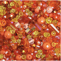 Mixed Faceted Shaped Bead - Orange Mix - 8gm Bag