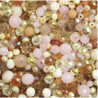 Mixed Faceted Shaped Bead - Peach Mix - 8gm Bag