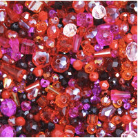 Mixed Faceted Shaped Bead - Red Mix - 8gm Bag