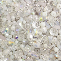 Mixed Faceted Shaped Bead - White Mix - 8gm Bag