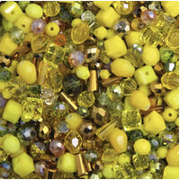 Mixed Faceted Shaped Bead - Yellow Mix - 8gm Bag