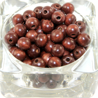 10mm Round Wood Beads - Dark Brown - Bag of 50
