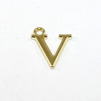 16mm Letter Charm - V - Pale Gold