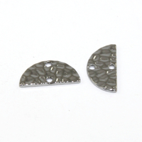 7mm x 15mm Half Moon Hammered Connector - Platinum
