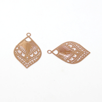 15mm x 24mm Fan Filigree Brass Charm - Rose Gold - 2 Pieces