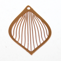 28mm x 38mm Tear Drop Lined Filligree Pendant  - Rose Gold
