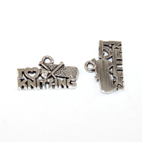 20mm x 12mm I Love Knitting Charm - Platinum - 2 Pieces