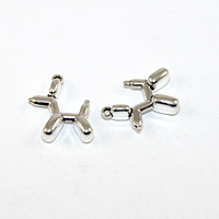 19mm x 15mm x 5mm Balloon Dog Charm - Platinum - 2 Pieces