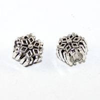 10mm Snowflake Euro Bead - Platinum