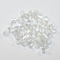 4mm Crystal AB Crystal Cube - 50 Piece Bag