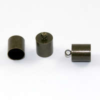 8mm Brass Cord End - Glue in - Antique Bronze