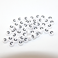 White & Black 'C' 7mm Alphabet Acrylic Flat Round Bead - 20 Piece Bag
