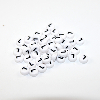 White & Black 'L' 7mm Alphabet Acrylic Flat Round Bead - 20 Piece Bag