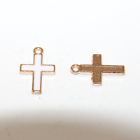 10mm x 17mm White Pale Gold Enamel Cross - 2 Pieces