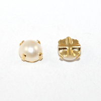 8mm White & Gold Czech Glass Pearl Montee - Bag of 10