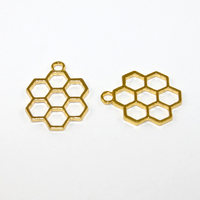  Honeycomb Charm - 7 Links - Bright Gold - 2 Pieces