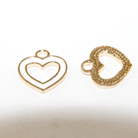13mm Enamel Heart Charm - White - 2 Pieces