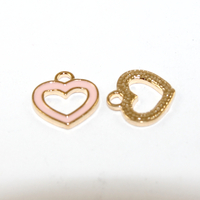 13mm Enamel Heart Charm - Pink - 2 Pieces