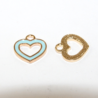 13mm Enamel Heart Charm - Blue - 2 Pieces
