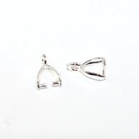 9mm x 5mm Brass Pinch Bail - Silver