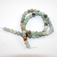 6mm Matte Amazonite Round Beads - 38cm Strand