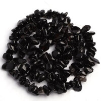 5mm - 8mm Black Agate Stone Chips - 40cm Strand