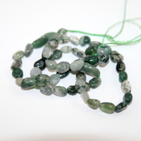 6mm - 8mm Moss Agate Irregular Oval Stone Beads - 38cm Strand