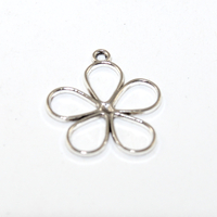 19mm x 17mm Platinum Flower Petal Charms - 2 Pieces